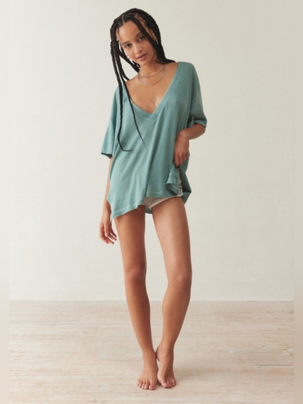 Out From Under Jamie Slouchy V-Neck Tee NWT Sz XS